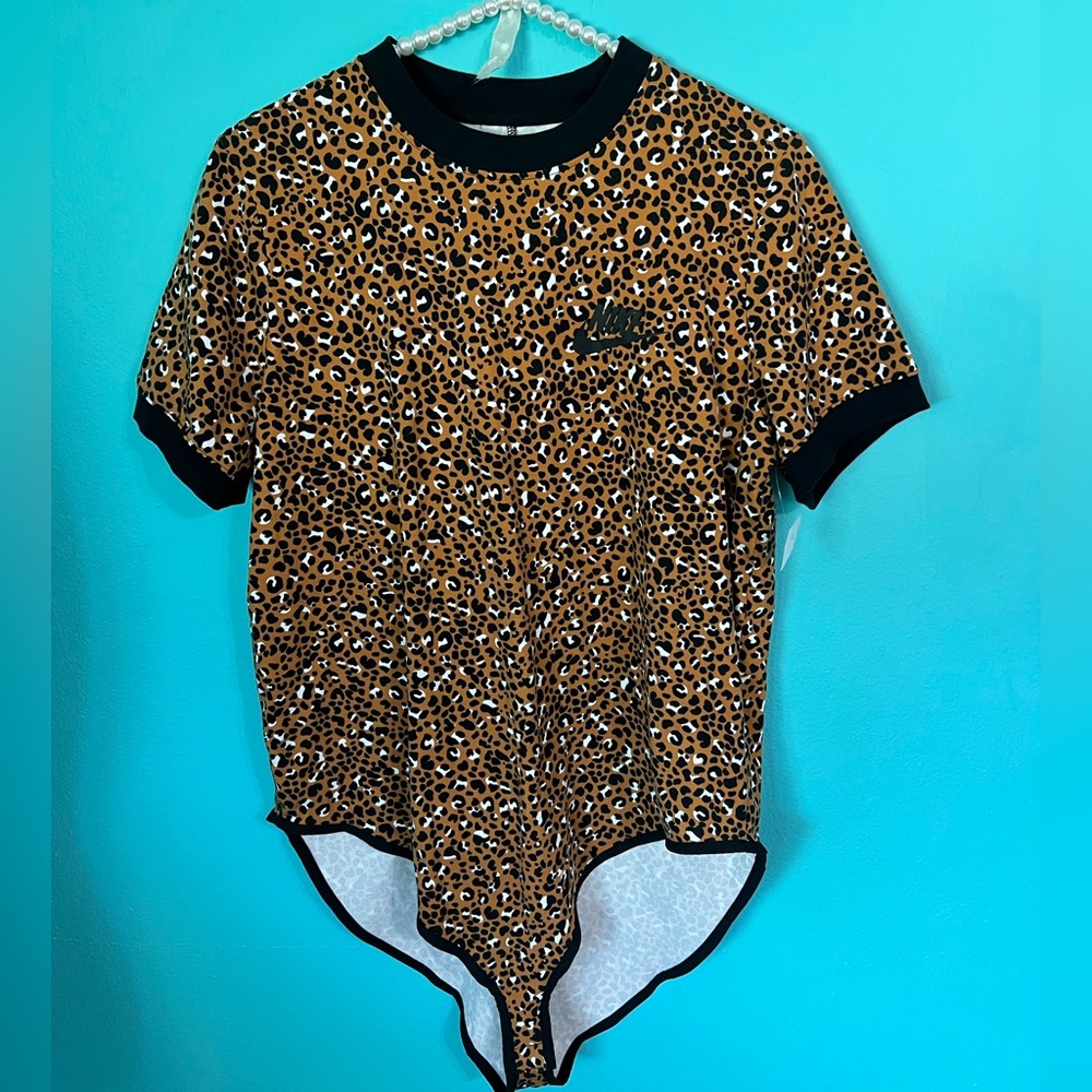 #59 NWT NIKE Animal Print Short Sleeve Leotard Bodysuit XL